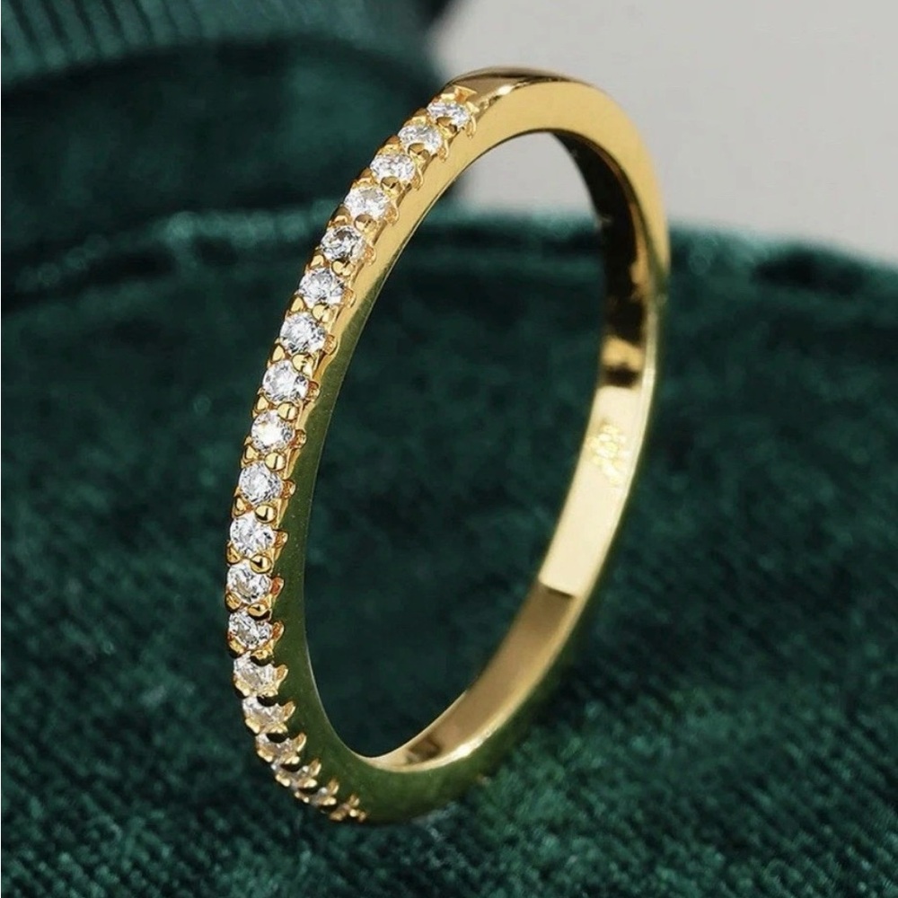 18k Gold Plated Sterling Silver 925 Moissanite Band Ring